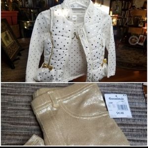 3pc set White and gold blazer & top with pants